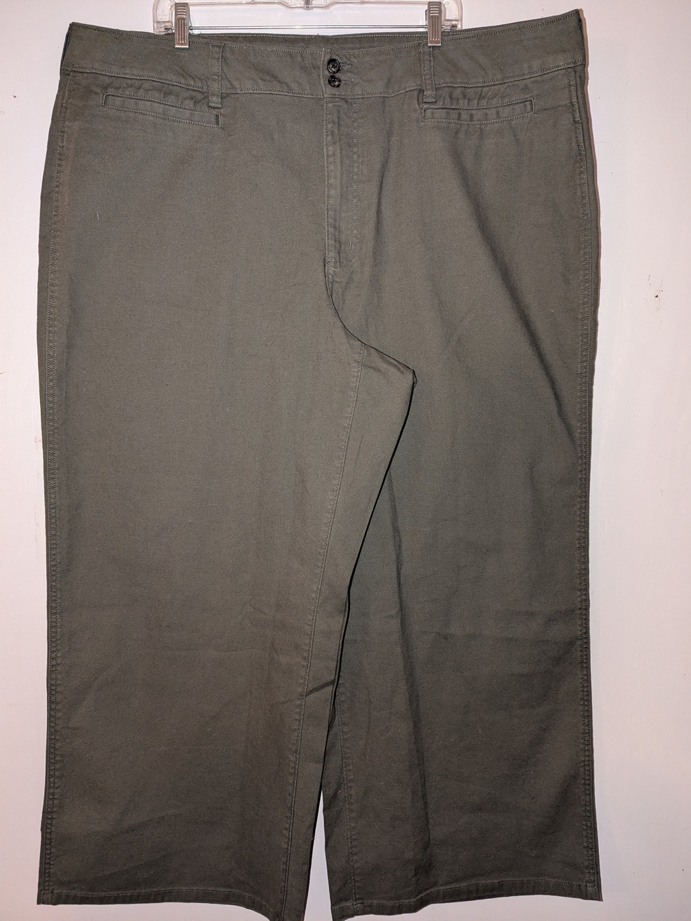 Lands' End Women’s PS 24W Chino Pants High Rise Wide Leg Cropped Olive Green